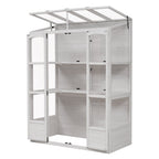 TOPMAX Fir Wood Walk-In Greenhouse with Skylights & Folding Shelves