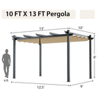 10' × 13' Aluminum Pergola with Retractable Canopy