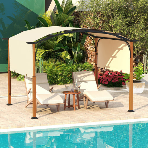 10' × 12' Outdoor Pergola with Retractable Canopy