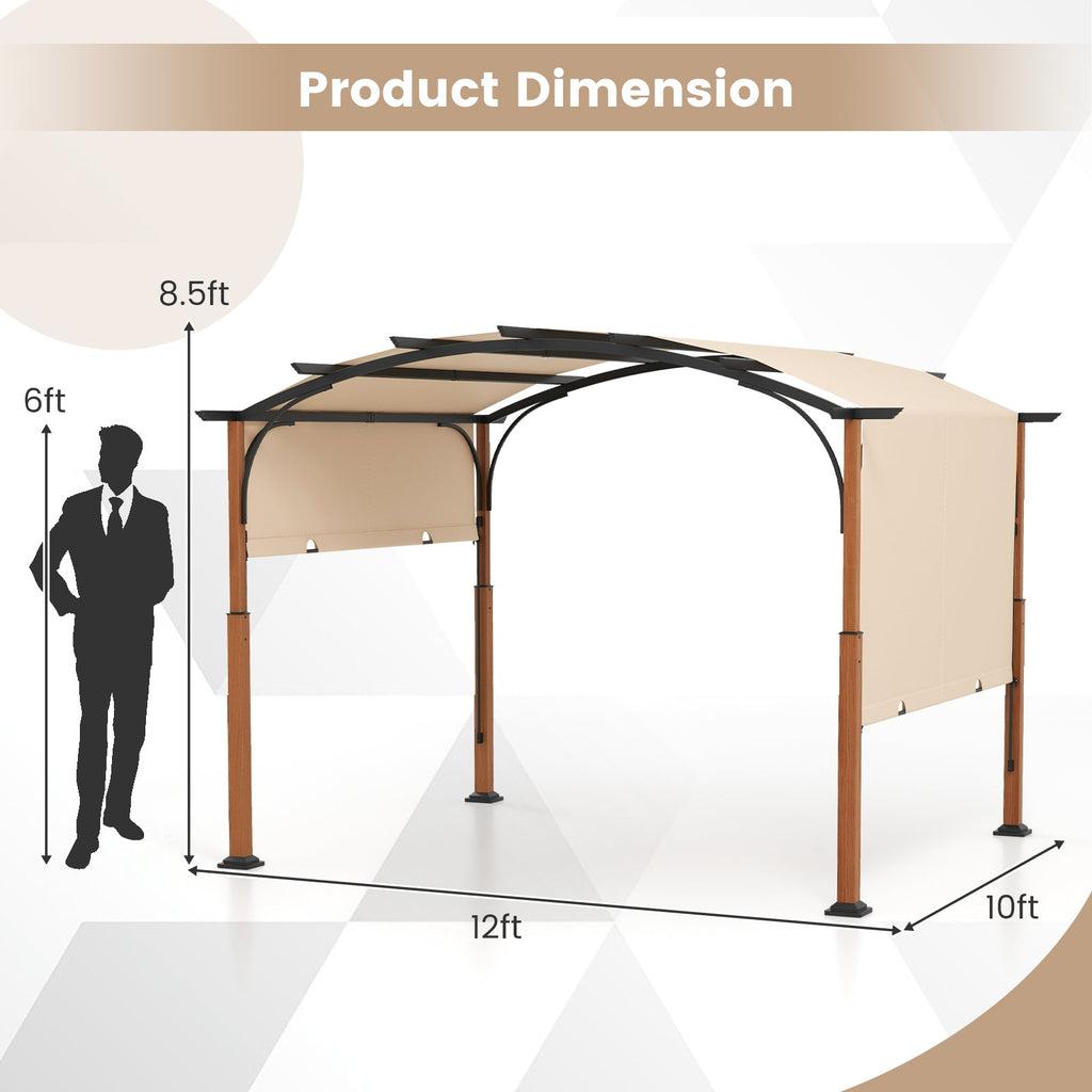 10' × 12' Outdoor Pergola with Retractable Canopy