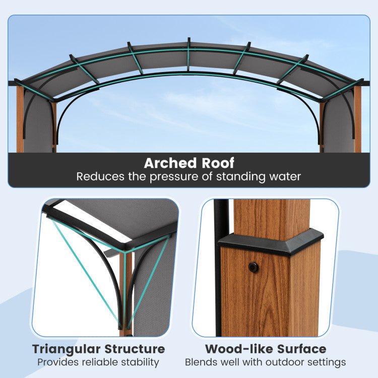 10' × 12' Outdoor Pergola with Retractable Canopy