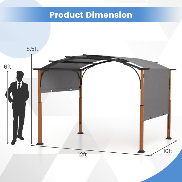 10' × 12' Outdoor Pergola with Retractable Canopy