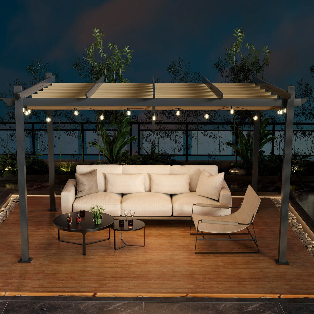 10' × 13' Aluminum Pergola with Retractable Canopy