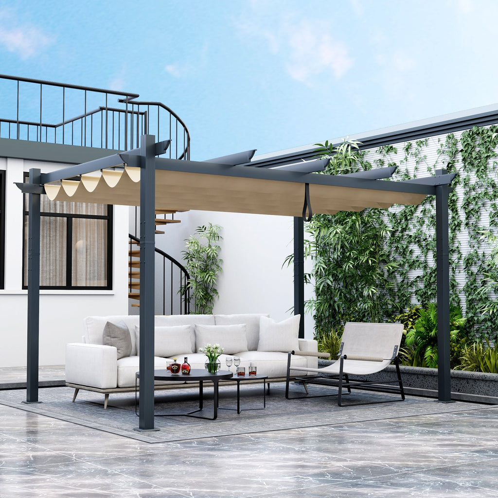 10' × 13' Aluminum Pergola with Retractable Canopy