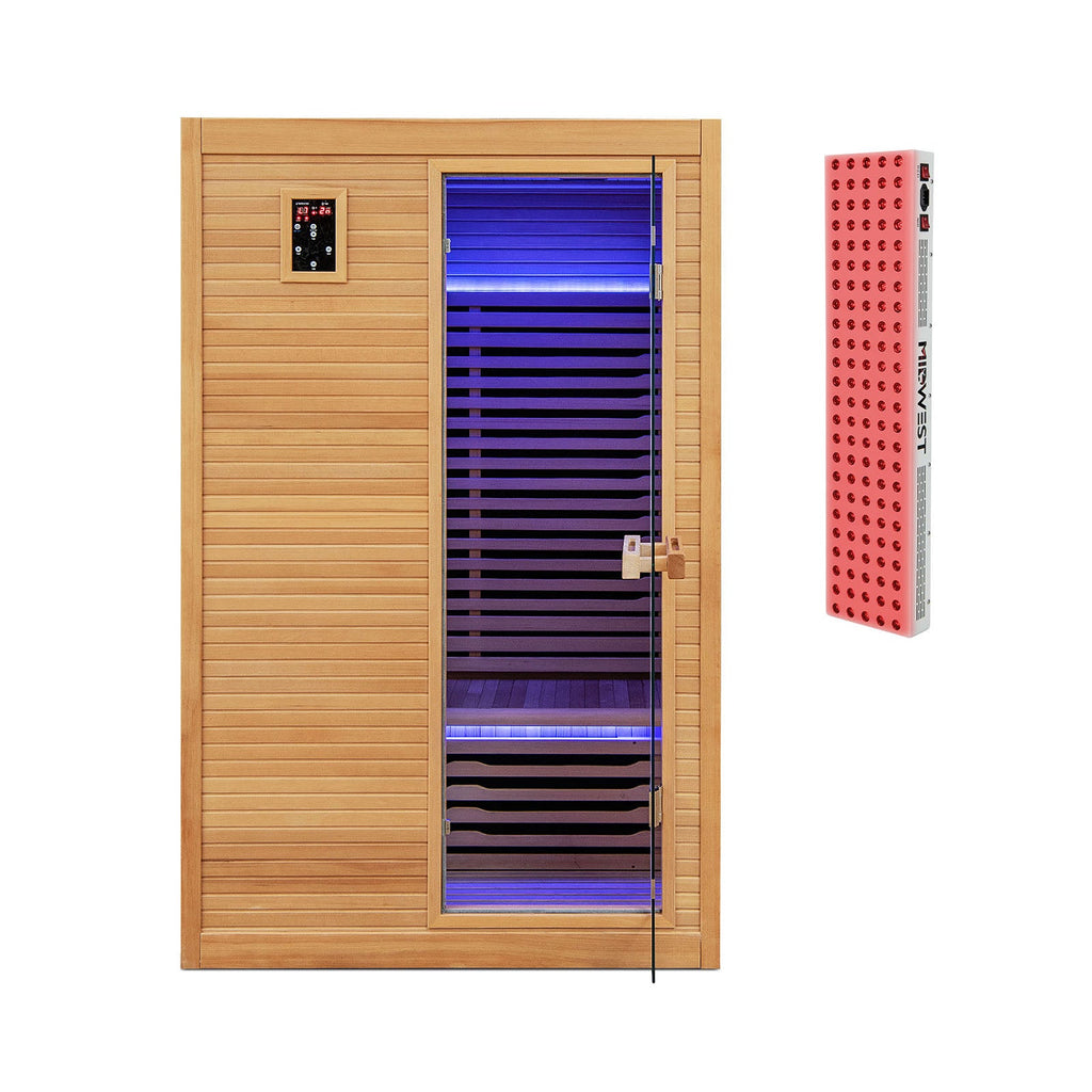 2-Person Canadian Hemlock Far Infrared Sauna with Red Light Therapy