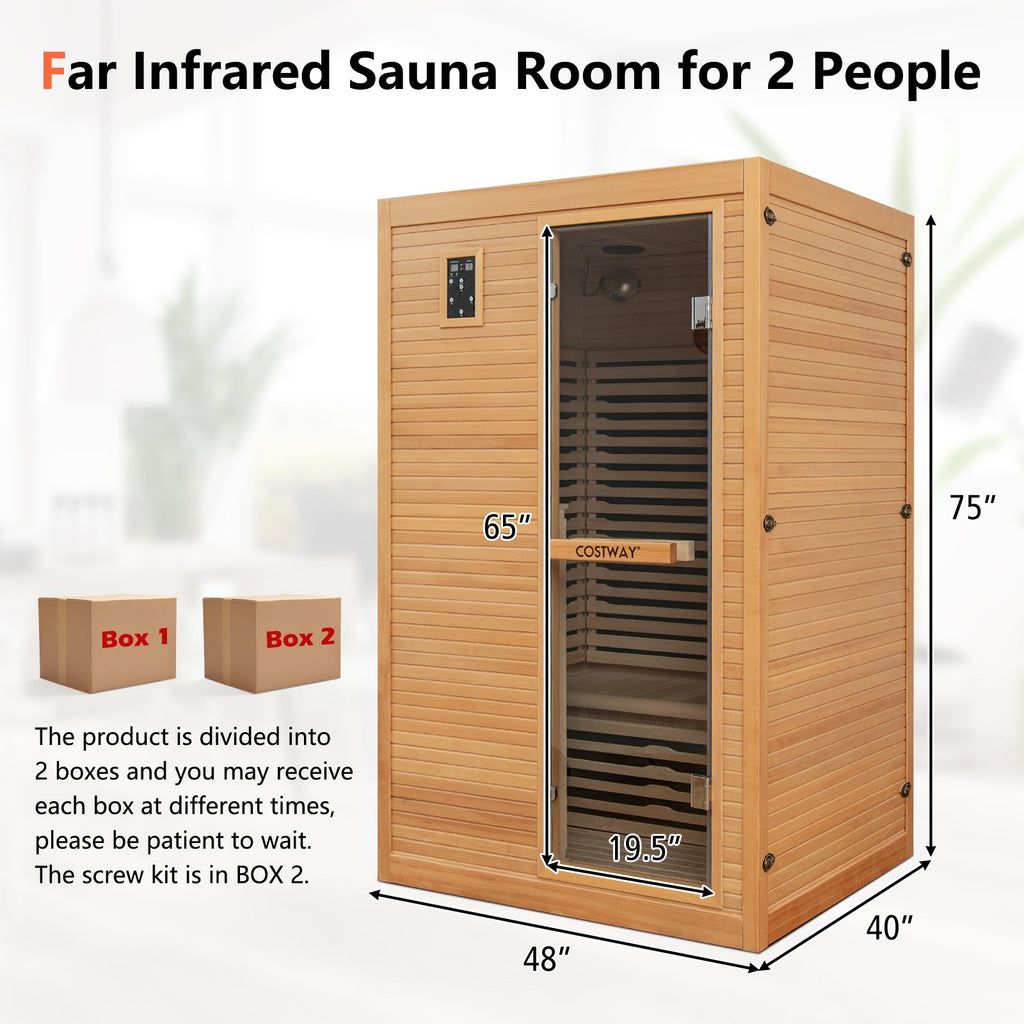 2-Person Canadian Hemlock Far Infrared Sauna with Red Light Therapy