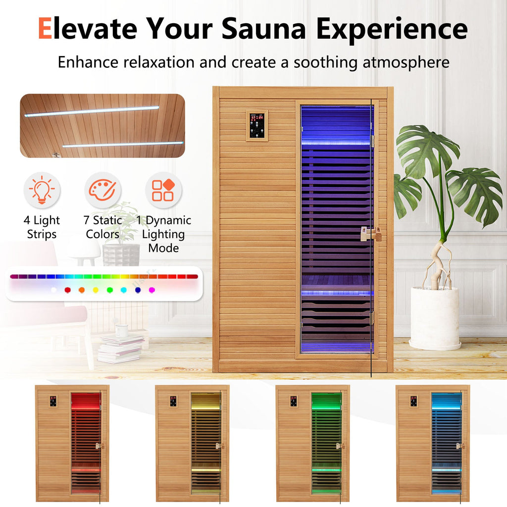 2-Person Canadian Hemlock Far Infrared Sauna with Red Light Therapy