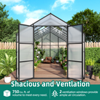 8' × 14' Aluminum Greenhouse with Polycarbonate Panels