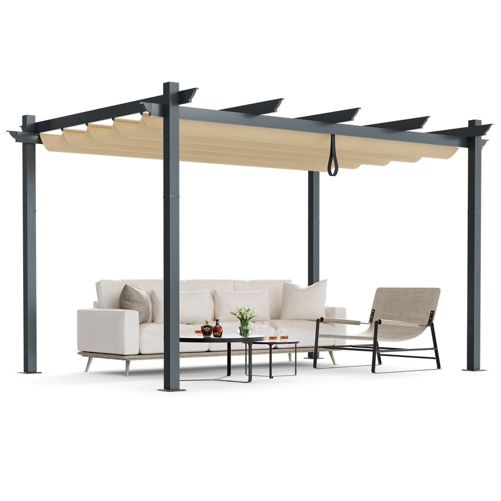 10' × 13' Aluminum Pergola with Retractable Canopy