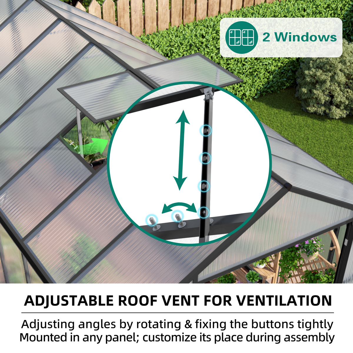 8' × 14' Aluminum Greenhouse with Polycarbonate Panels