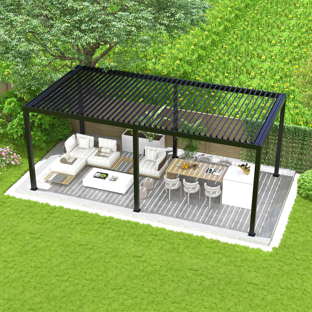10' × 19' Aluminum Louvered Pergola with Adjustable Roof