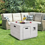 34" Square Propane Fire Pit Table with Lava Rocks – Gray