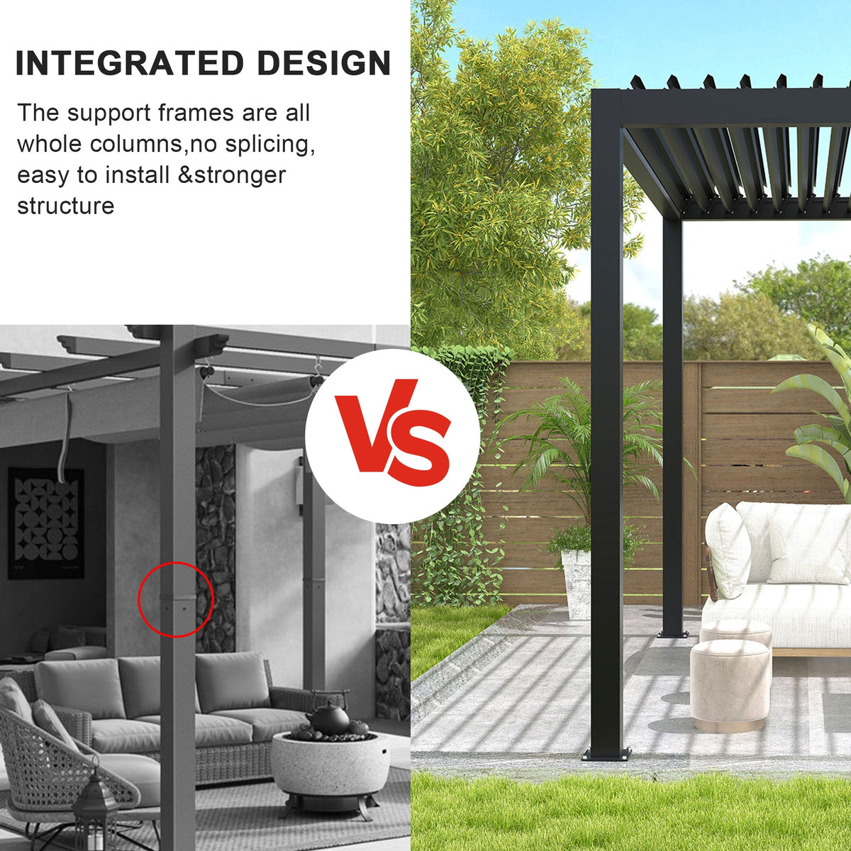 10' × 19' Aluminum Louvered Pergola with Adjustable Roof