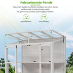 TOPMAX Fir Wood Walk-In Greenhouse with Skylights & Folding Shelves
