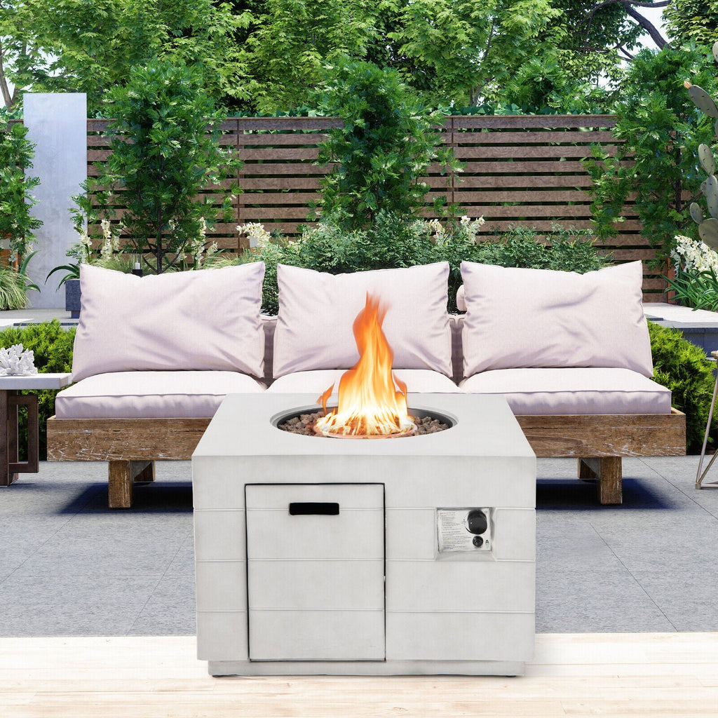 34" Square Propane Fire Pit Table with Lava Rocks – Gray