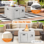 34" Square Propane Fire Pit Table with Lava Rocks – Gray