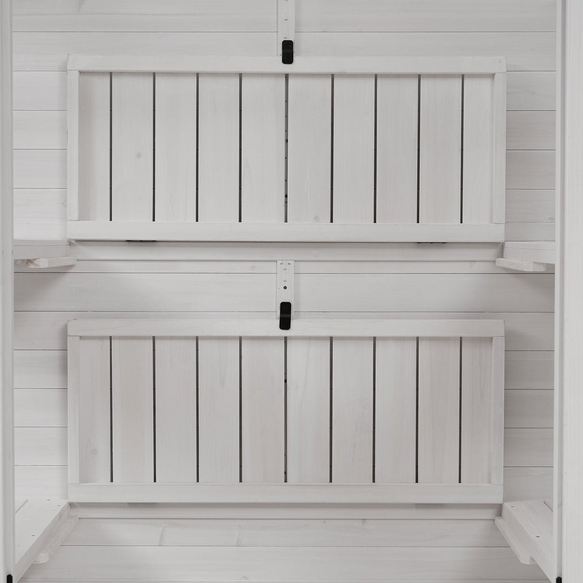 TOPMAX Fir Wood Walk-In Greenhouse with Skylights & Folding Shelves