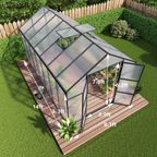 8' × 14' Aluminum Greenhouse with Polycarbonate Panels
