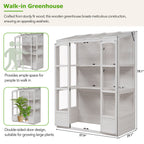 TOPMAX Fir Wood Walk-In Greenhouse with Skylights & Folding Shelves