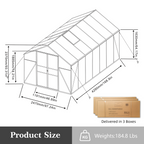 8' × 14' Aluminum Greenhouse with Polycarbonate Panels