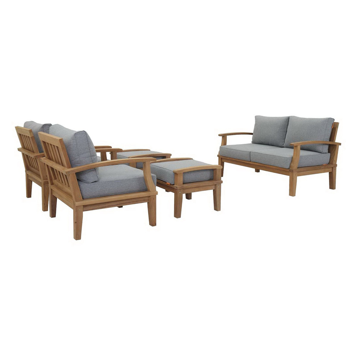 Modway Marina 5-Piece Outdoor Teak Patio Set