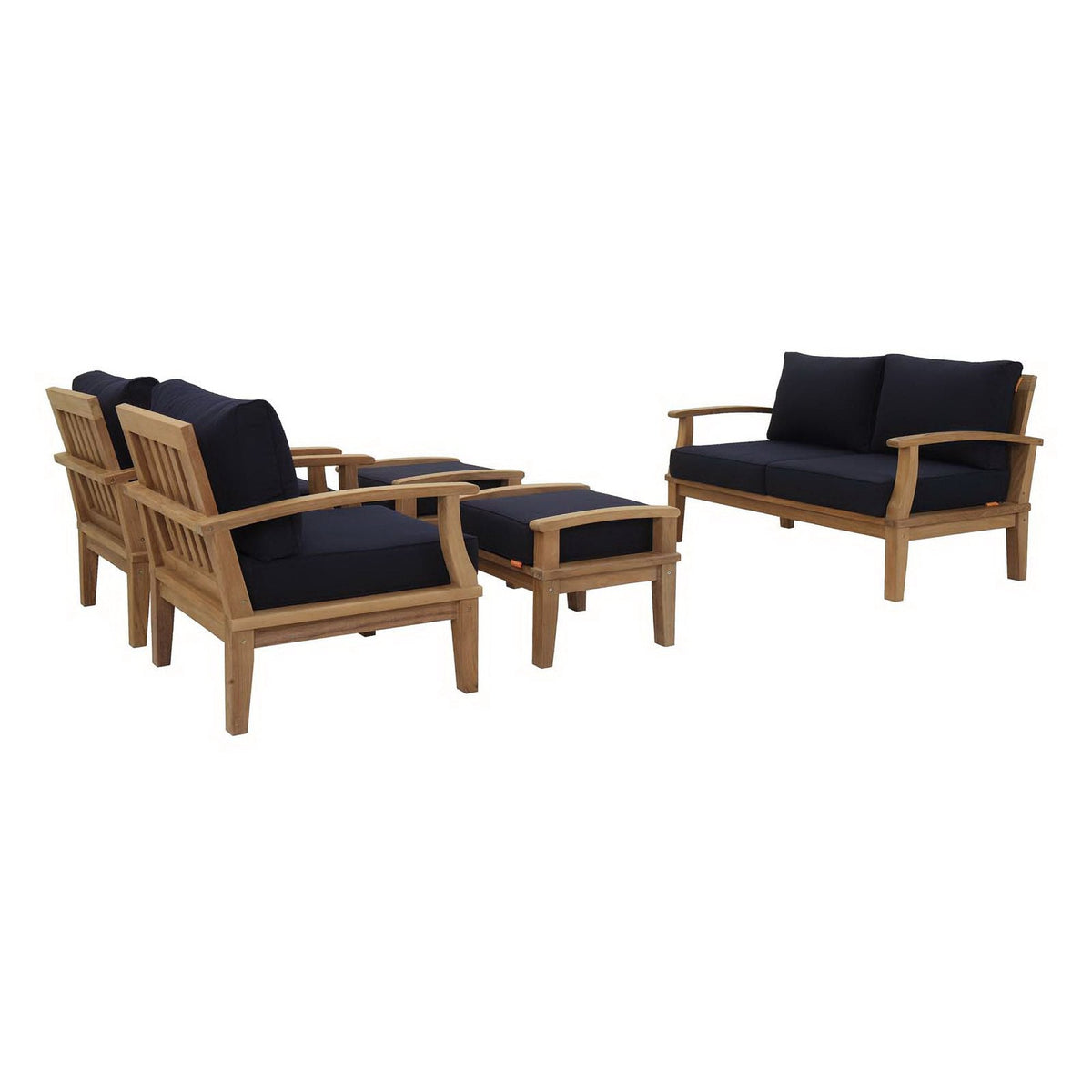 Modway Marina 5-Piece Outdoor Teak Patio Set