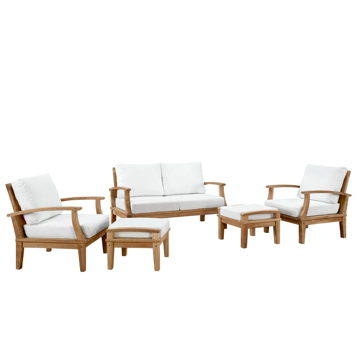 Modway Marina 5-Piece Outdoor Teak Patio Set