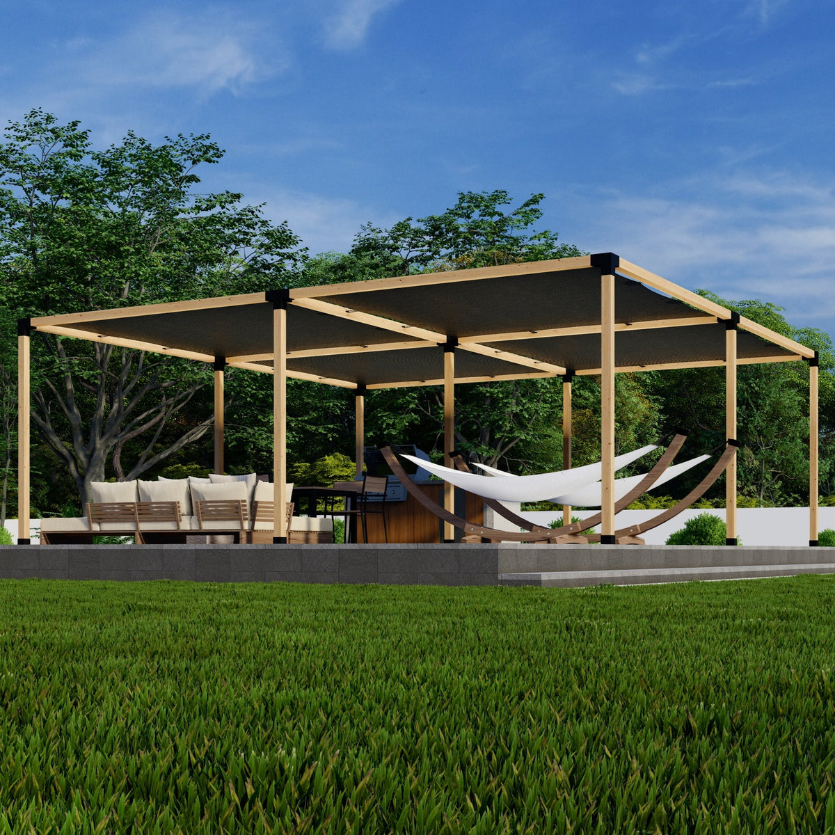 Zen DIY Freestanding Pergola Kit with Shade Canopies – Up to 24' × 24'
