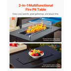 6-Piece Outdoor Patio Furniture Set, Wicker Rattan Outdoor Sectional Conversation Set with 50000BTU Propane Fire Pit Table, Cushioned Sofas, Coffee Table & Ottoman for Patio Garden Backyard