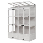 TOPMAX Fir Wood Walk-In Greenhouse with Skylights & Folding Shelves