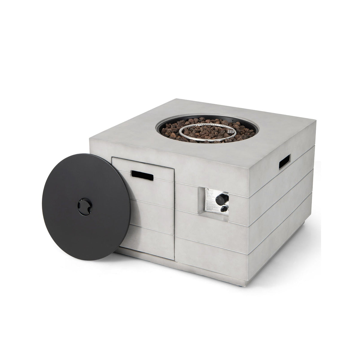 34" Square Propane Fire Pit Table with Lava Rocks – Gray