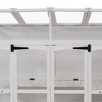 TOPMAX Fir Wood Walk-In Greenhouse with Skylights & Folding Shelves