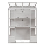 TOPMAX Fir Wood Walk-In Greenhouse with Skylights & Folding Shelves