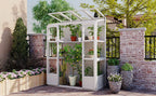 TOPMAX Fir Wood Walk-In Greenhouse with Skylights & Folding Shelves