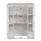 TOPMAX Fir Wood Walk-In Greenhouse with Skylights & Folding Shelves