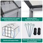 8' × 14' Aluminum Greenhouse with Polycarbonate Panels
