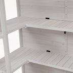 TOPMAX Fir Wood Walk-In Greenhouse with Skylights & Folding Shelves