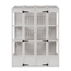 TOPMAX Fir Wood Walk-In Greenhouse with Skylights & Folding Shelves