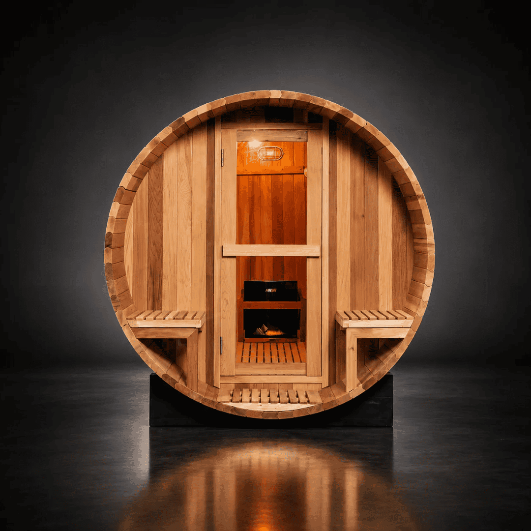 Handcrafted Red Cedar Barrel Sauna with 9kW Electric Heater