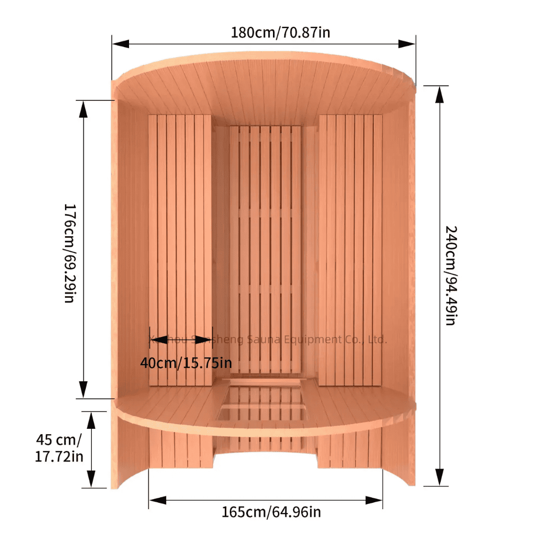 Handcrafted Red Cedar Barrel Sauna with 9kW Electric Heater