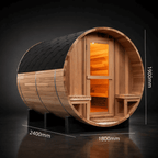 Handcrafted Red Cedar Barrel Sauna with 9kW Electric Heater