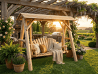 Handcrafted Cedar Porch Swing with Canopy