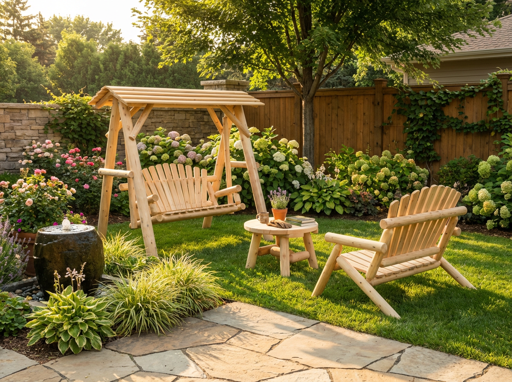 Handcrafted Cedar Porch Swing with Canopy