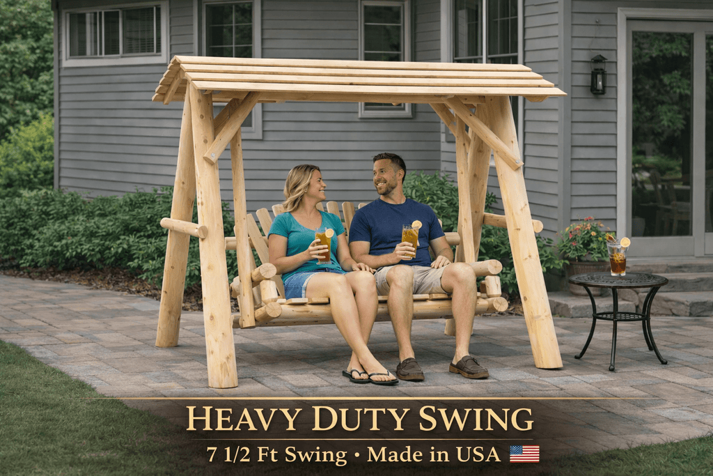 Handcrafted Cedar Porch Swing with Canopy
